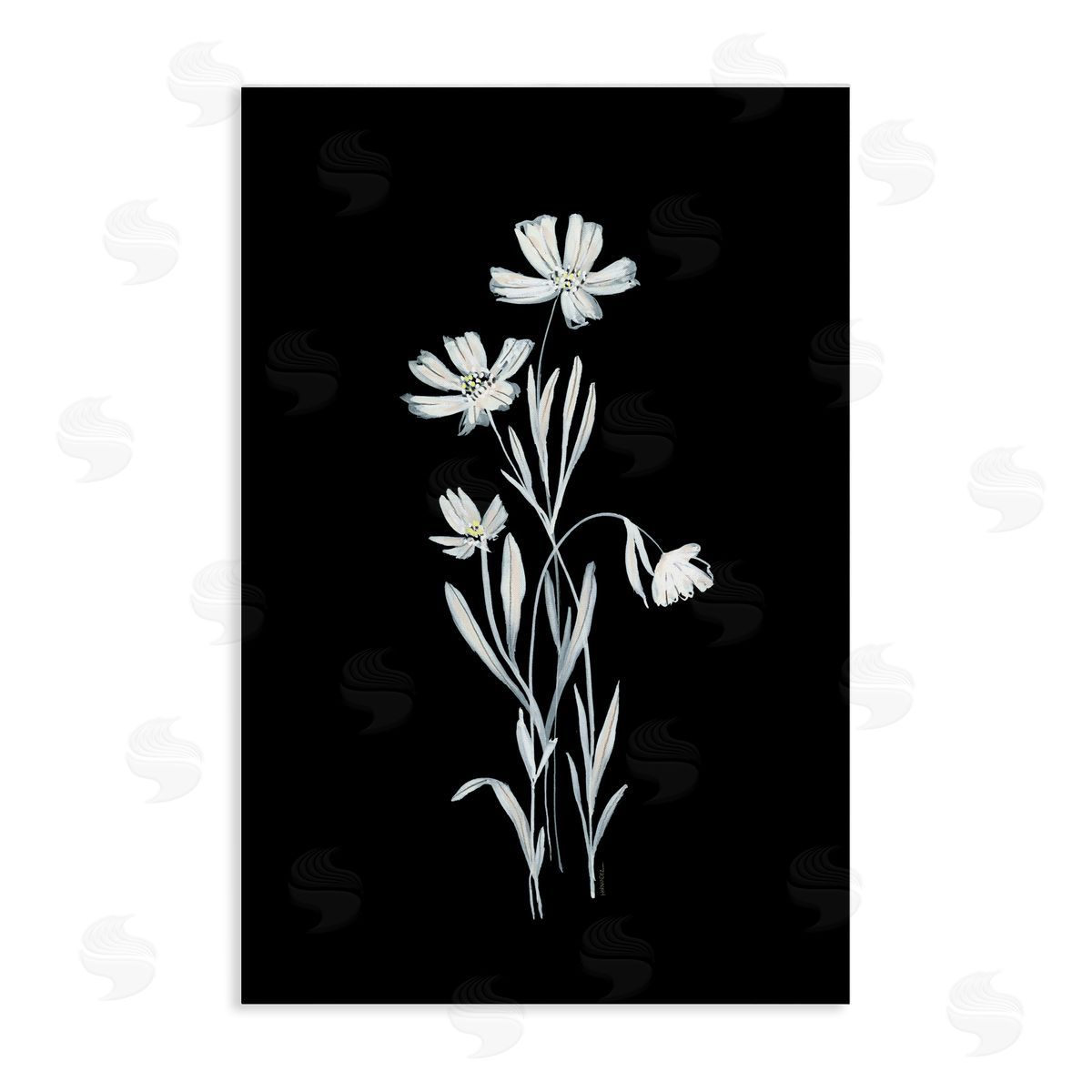 Leeza Hernandez Tall Stems on Black Canvas Wall Art Print