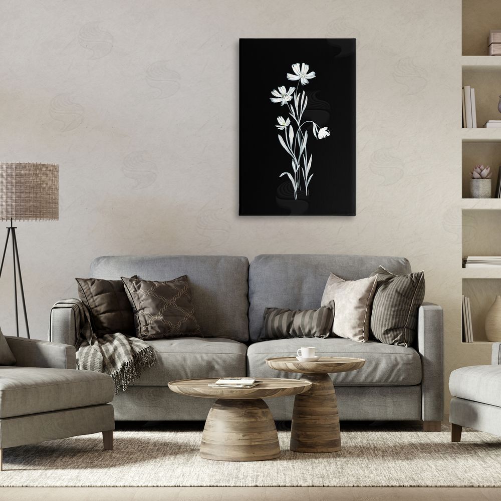 Leeza Hernandez Tall Stems on Black Canvas Wall Art Print in Room