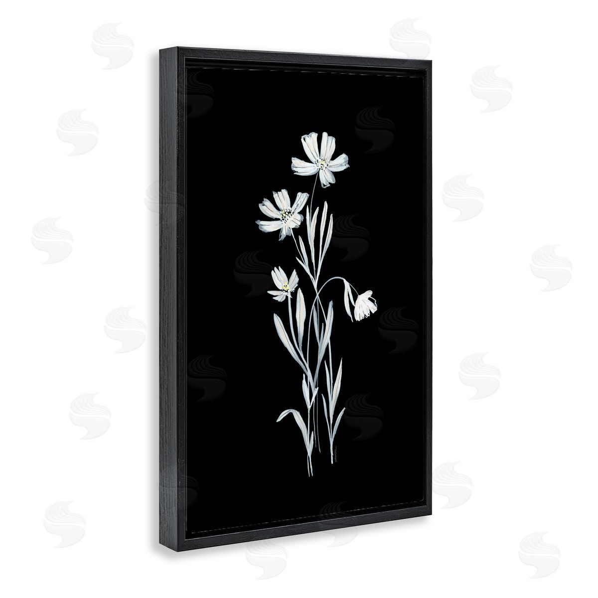 Leeza Hernandez Tall Stems on Black Black Floating Frame Canvas Wall Art Print