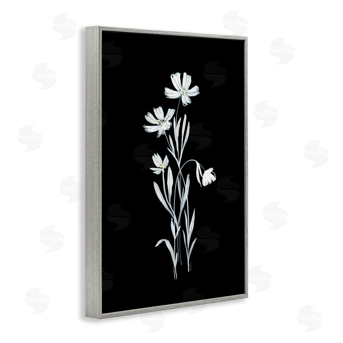 Leeza Hernandez Tall Stems on Black Gray Framed Giclee Wall Art Print