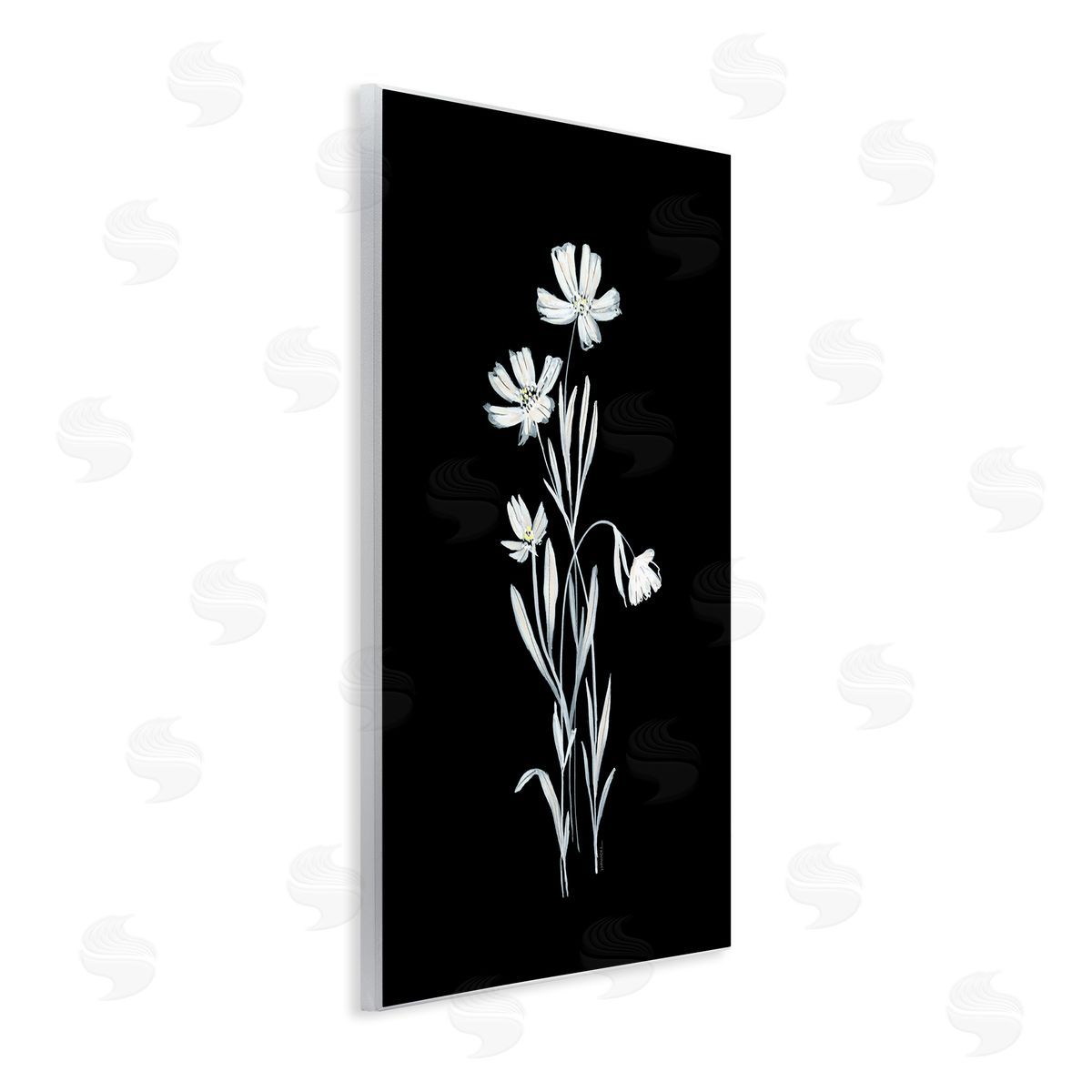 Leeza Hernandez Tall Stems on Black Wooden Wall Plaque Art Print