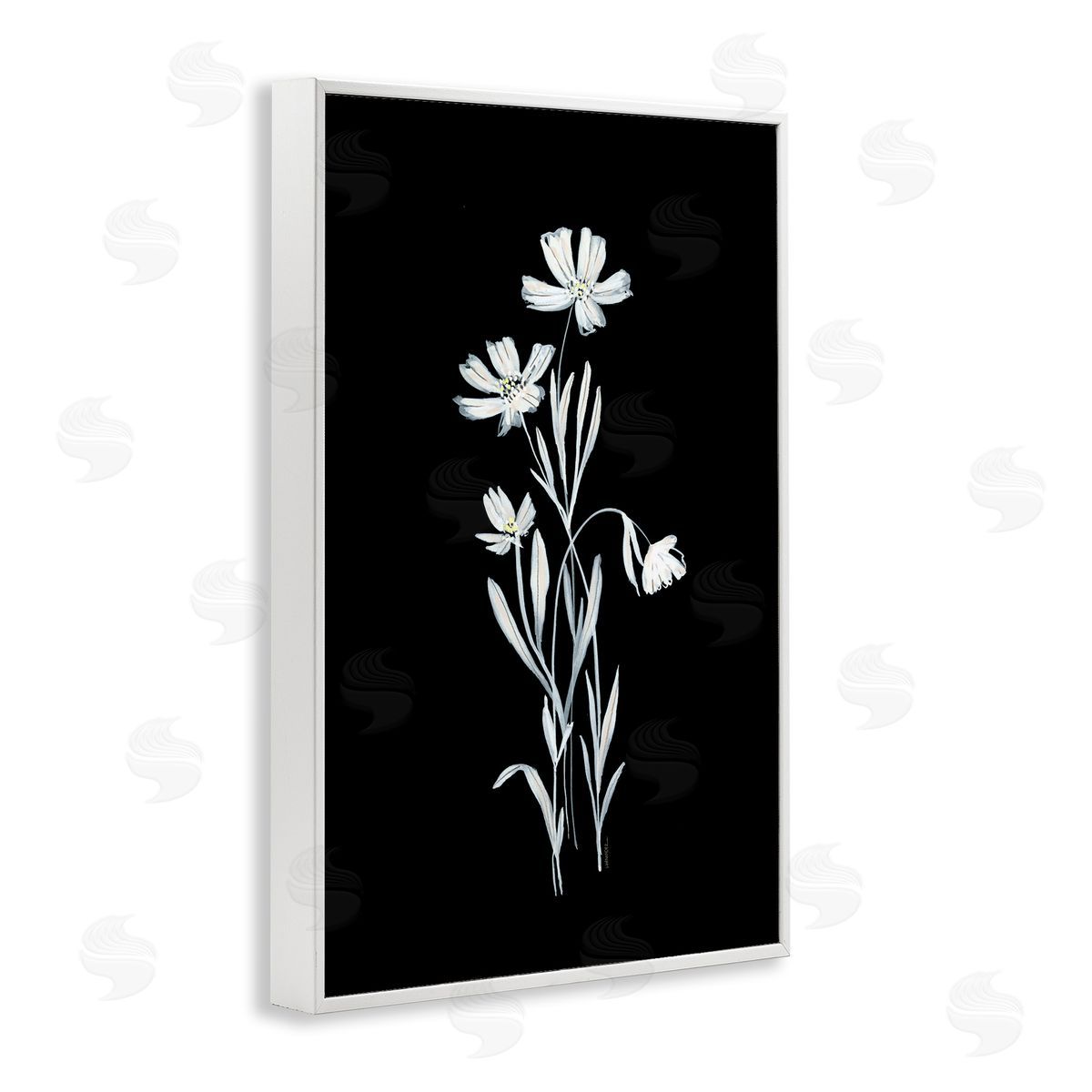 Leeza Hernandez Tall Stems on Black White Framed Giclee Wall Art Print