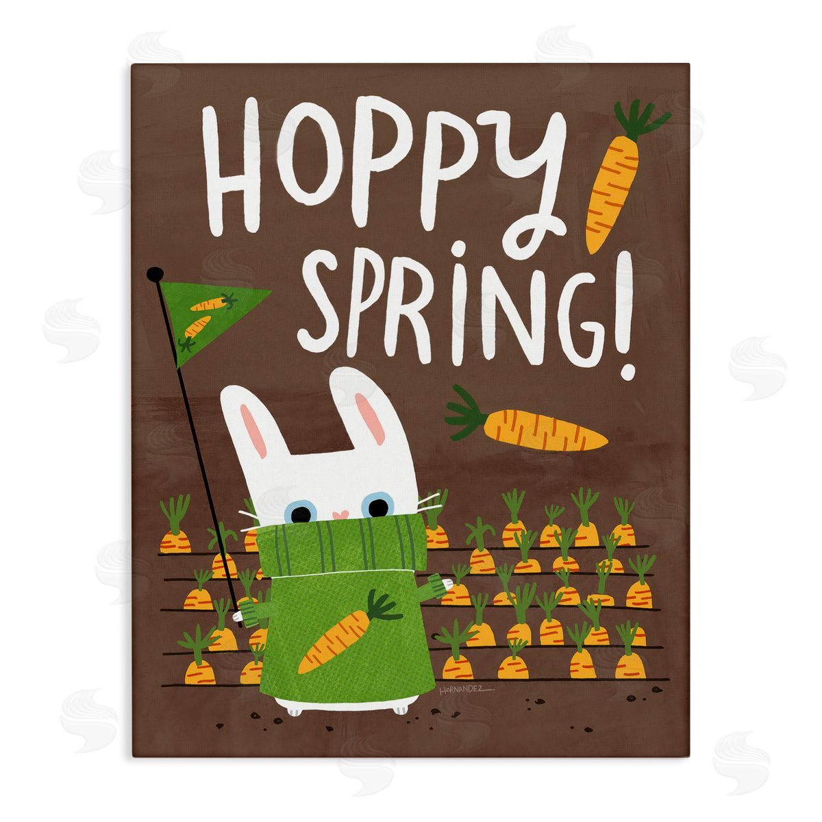 Leeza Hernandez Happy Spring Bunny & Carrots Canvas Wall Art Print