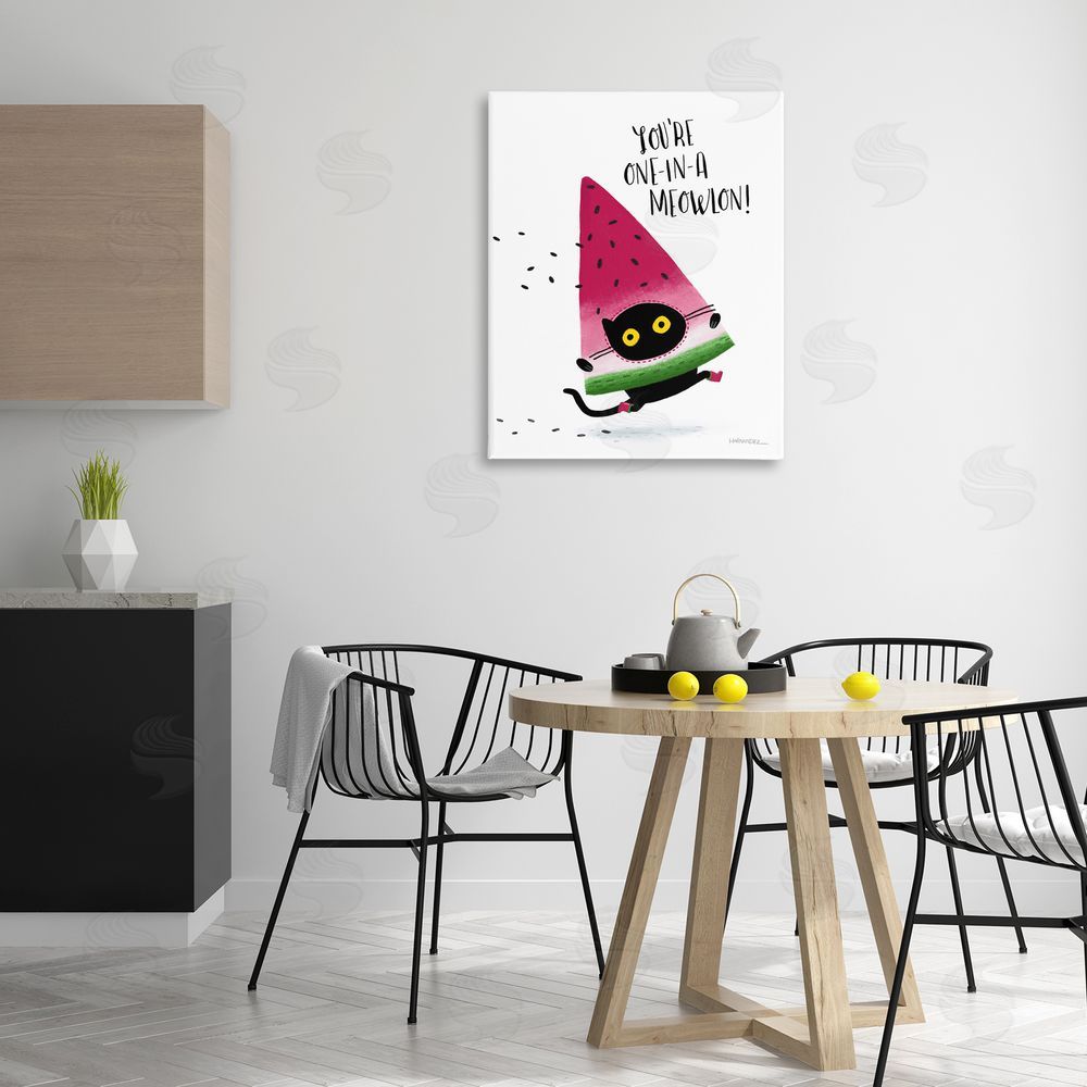 Leeza Hernandez One In A Meowlon Pun Canvas Wall Art Print in Room
