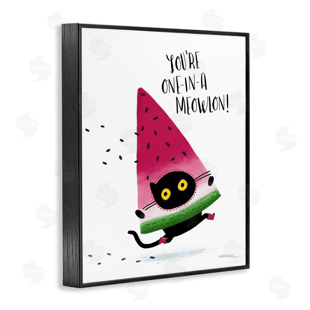 Leeza Hernandez One In A Meowlon Pun Black Framed Giclee Wall Art Print