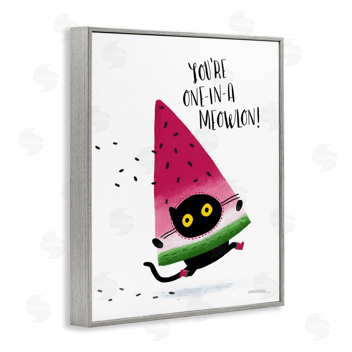 Leeza Hernandez One In A Meowlon Pun Gray Framed Giclee Wall Art Print