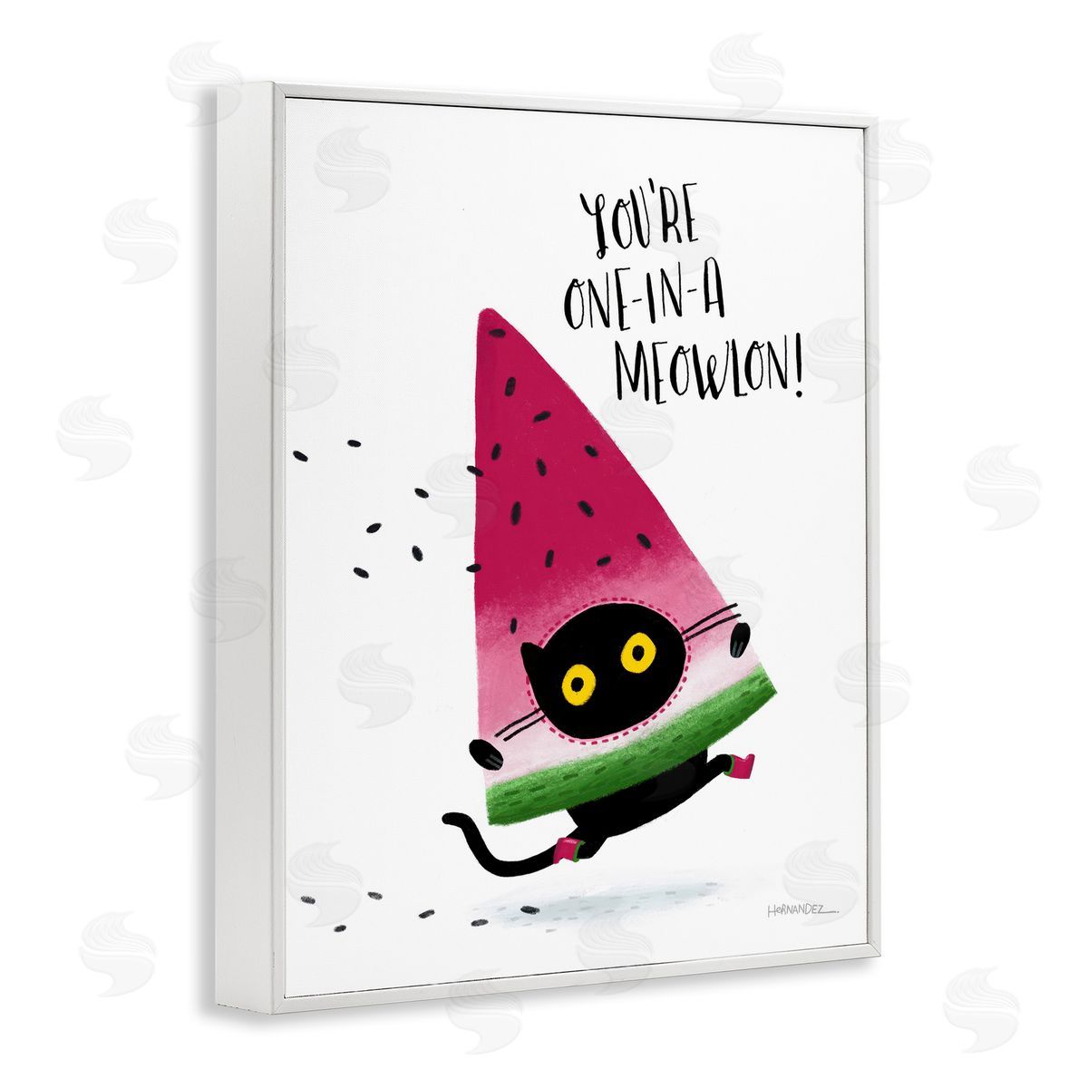 Leeza Hernandez One In A Meowlon Pun White Framed Giclee Wall Art Print