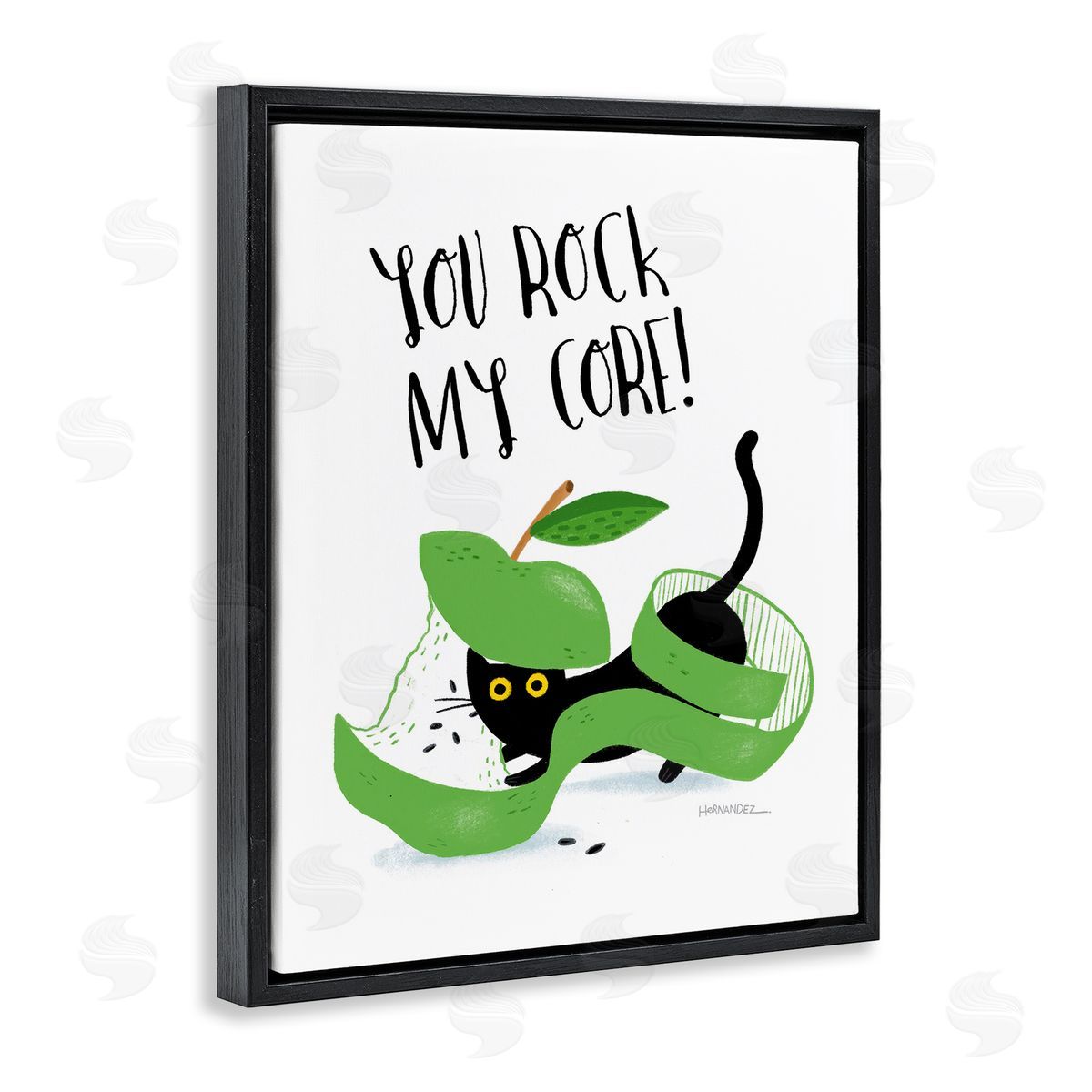 Leeza Hernandez Rock My Core Cat Black Floating Frame Canvas Wall Art Print