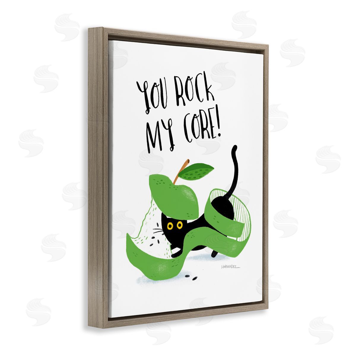 Leeza Hernandez Rock My Core Cat Brown Floating Frame Canvas Wall Art Print