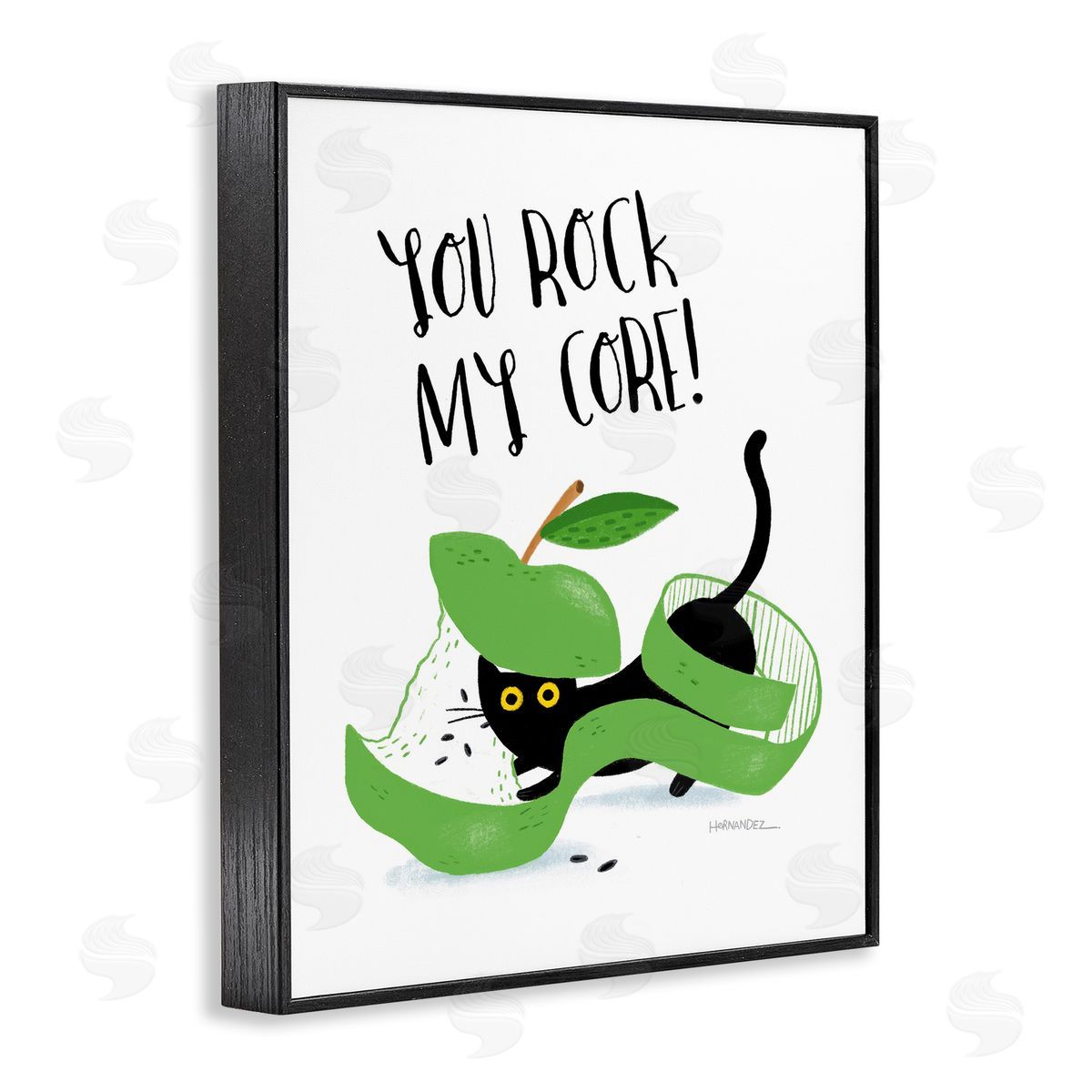 Leeza Hernandez Rock My Core Cat Black Framed Giclee Wall Art Print
