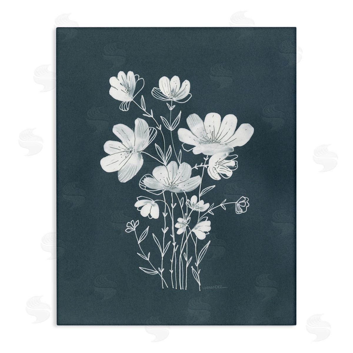 Leeza Hernandez White Simple Florals Canvas Wall Art Print