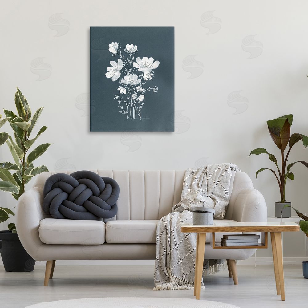 Leeza Hernandez White Simple Florals Canvas Wall Art Print in Room
