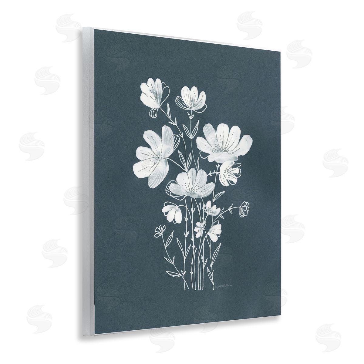 Leeza Hernandez White Simple Florals Wooden Wall Plaque Art Print