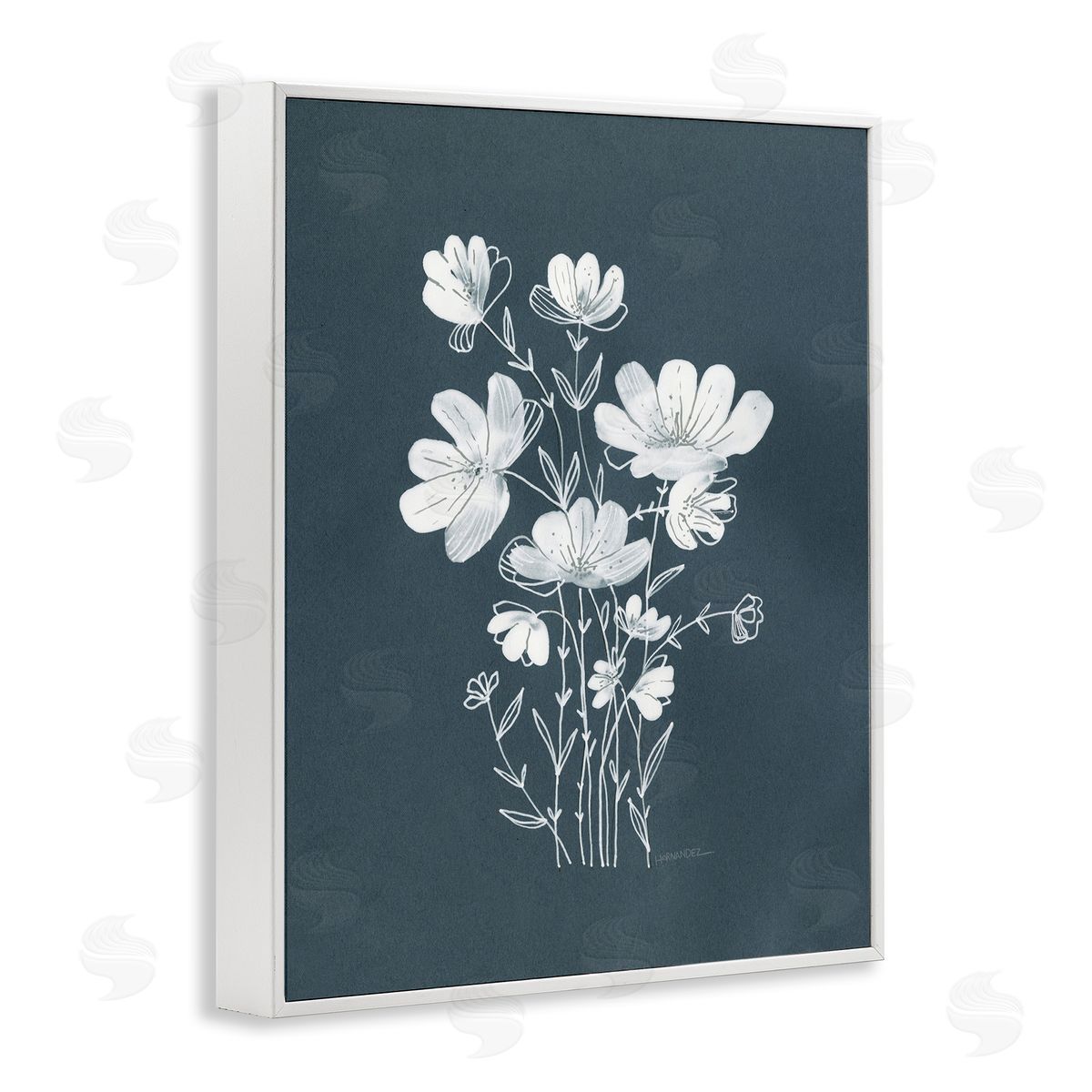 Leeza Hernandez White Simple Florals White Framed Giclee Wall Art Print