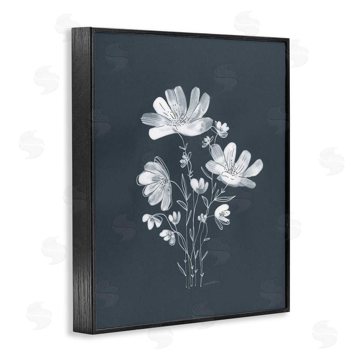 Leeza Hernandez Simple Daisy Florals Black Framed Giclee Wall Art Print