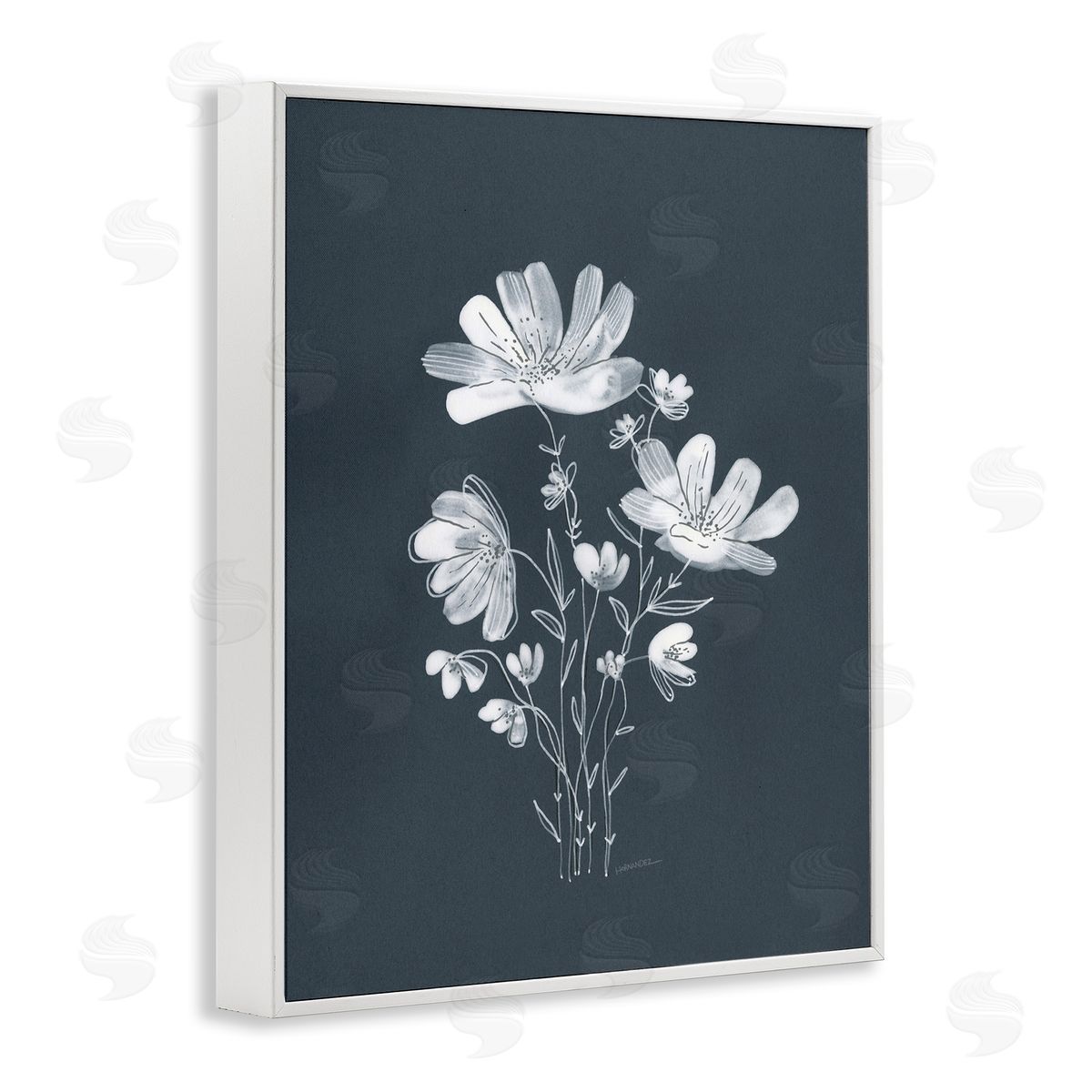 Leeza Hernandez Simple Daisy Florals White Framed Giclee Wall Art Print