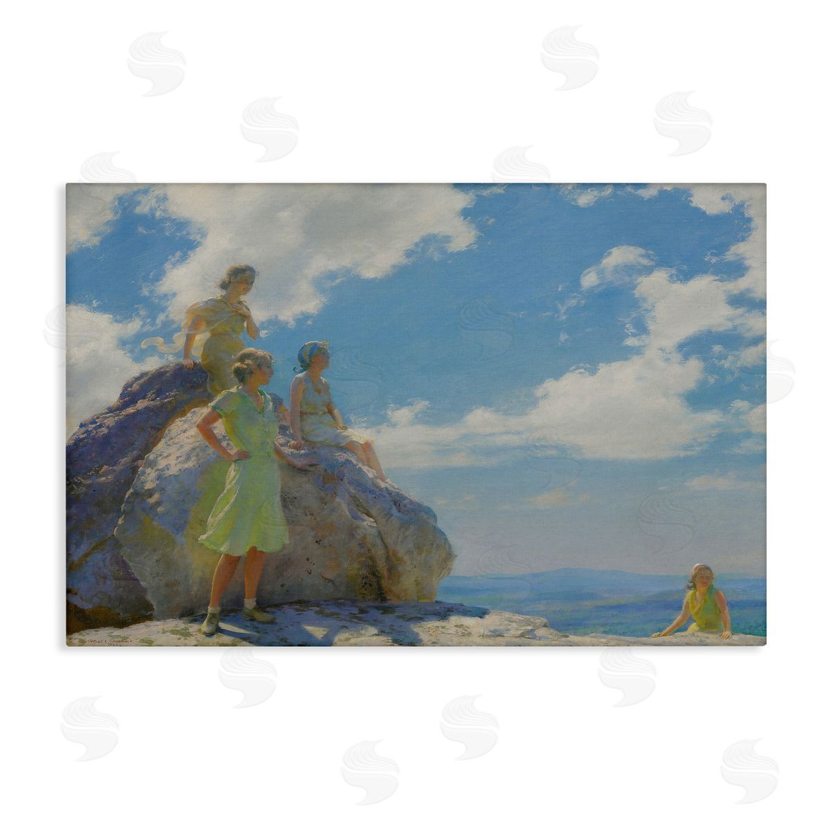 one1000paintings Classical Family by Rocks Canvas Wall Art Print