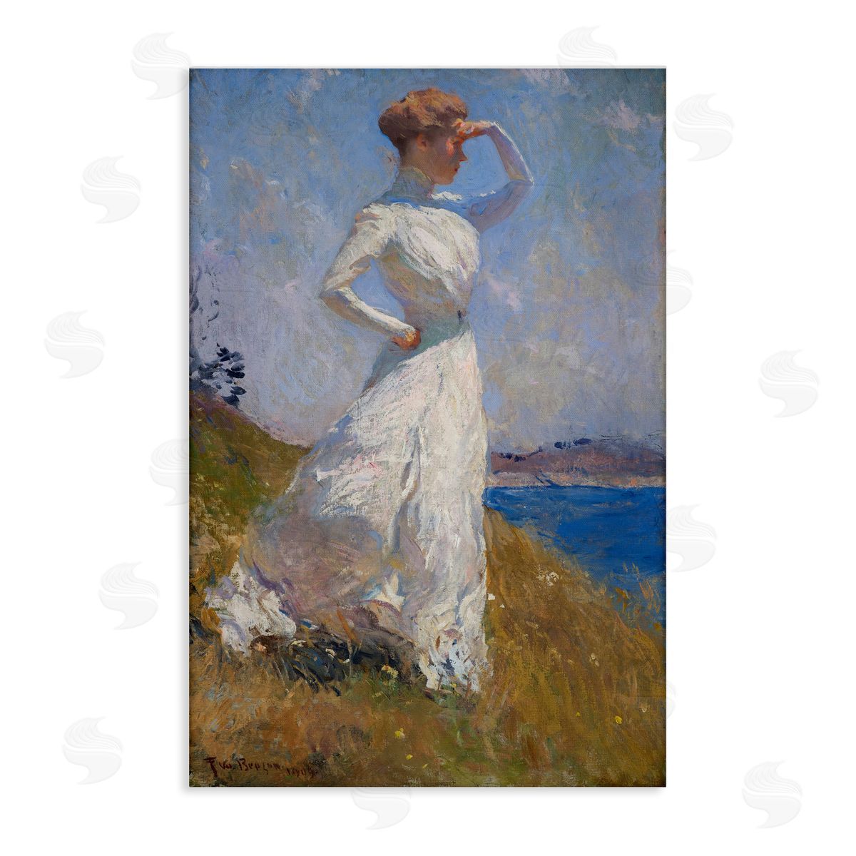 one1000paintings Classical Woman in Sunlight Canvas Wall Art Print