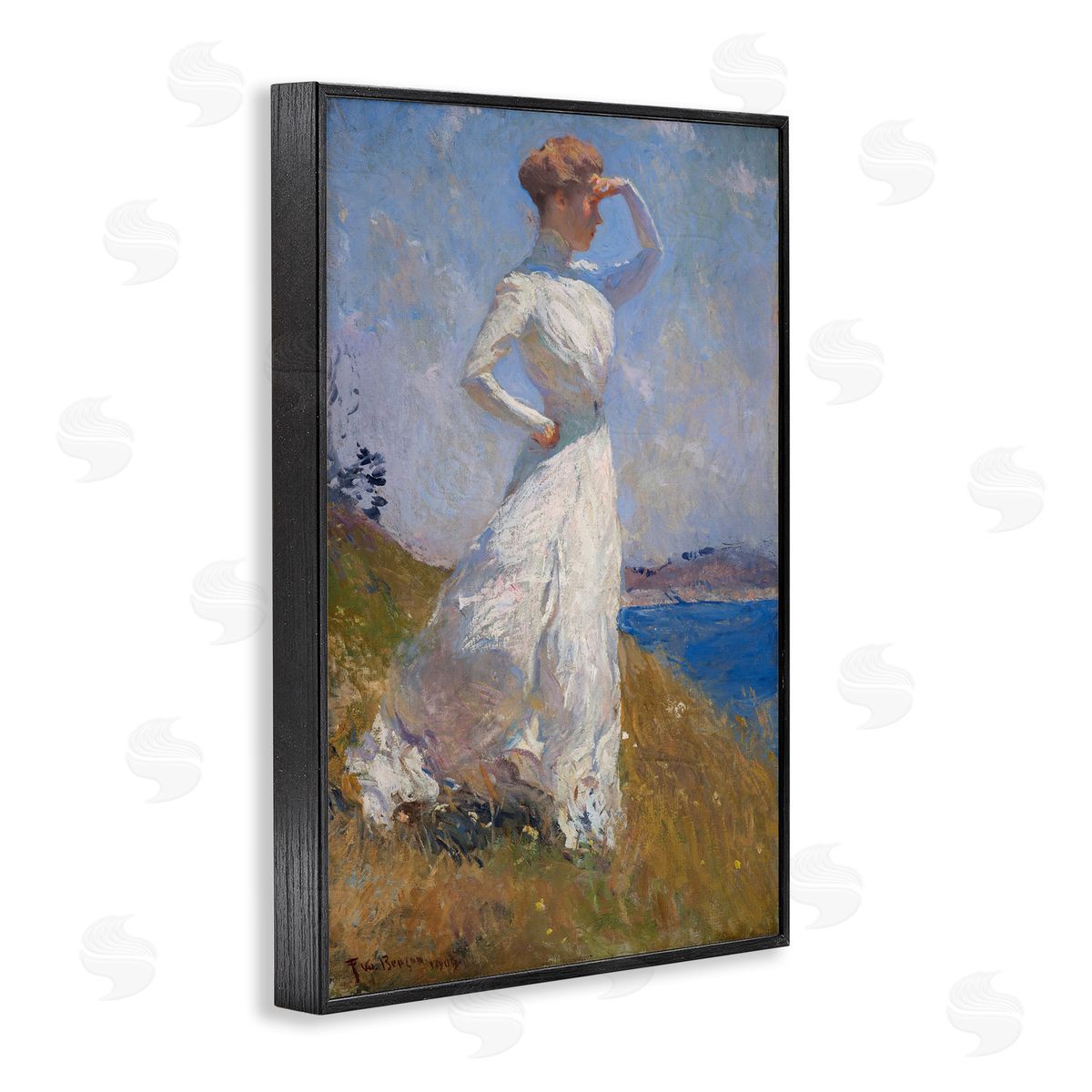 one1000paintings Classical Woman in Sunlight Black Framed Giclee Wall Art Print