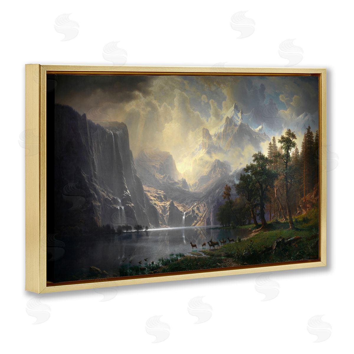 one1000paintings Among Sierra Nevada Mountains Gold Floating Frame Canvas Wall Art Print