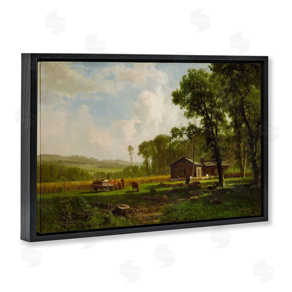 one1000paintings Early Settlers Classical Black Floating Frame Canvas Wall Art Print