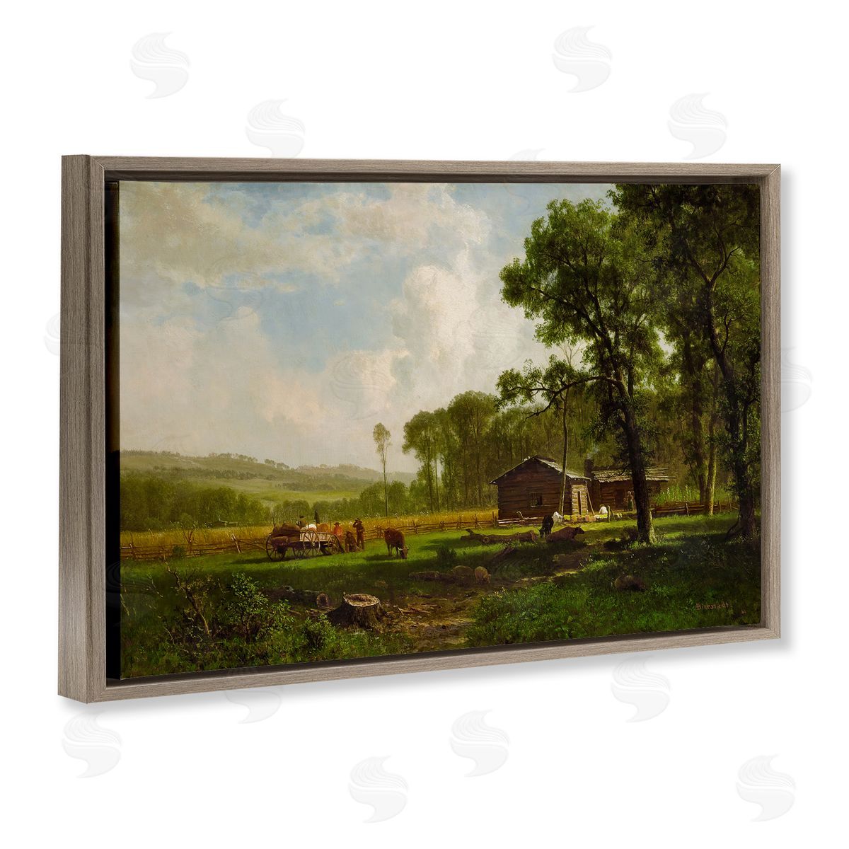 one1000paintings Early Settlers Classical Brown Floating Frame Canvas Wall Art Print