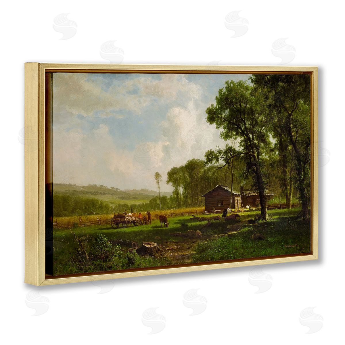 one1000paintings Early Settlers Classical Gold Floating Frame Canvas Wall Art Print