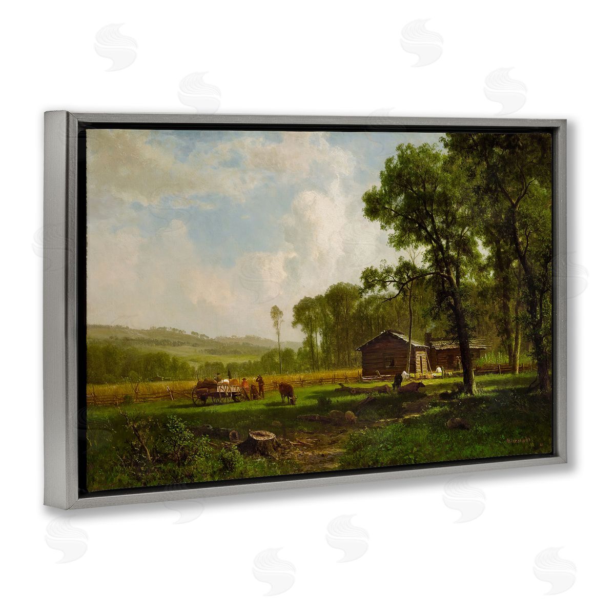 one1000paintings Early Settlers Classical Gray Floating Frame Canvas Wall Art Print