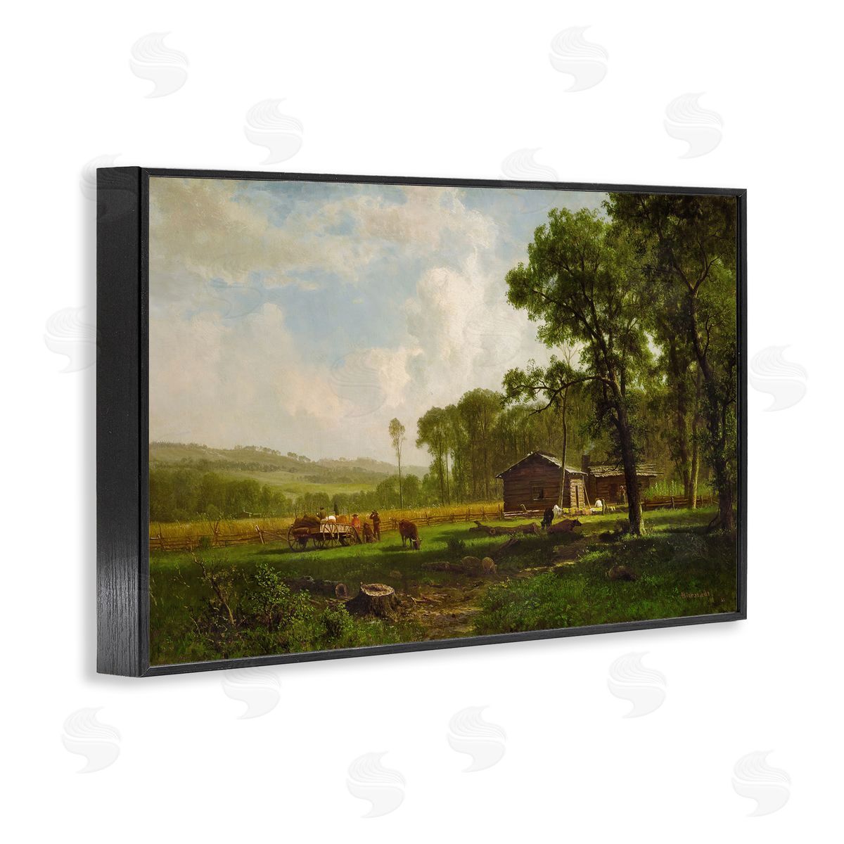 one1000paintings Early Settlers Classical Black Framed Giclee Wall Art Print