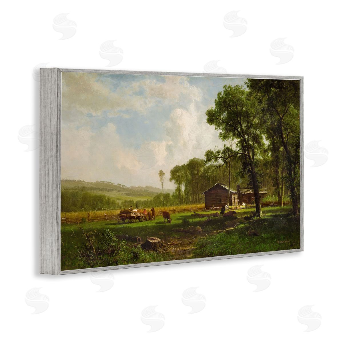 one1000paintings Early Settlers Classical Gray Framed Giclee Wall Art Print
