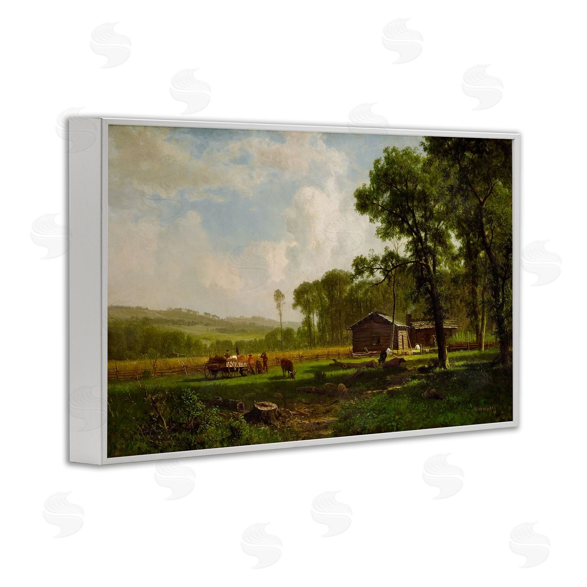 one1000paintings Early Settlers Classical White Framed Giclee Wall Art Print