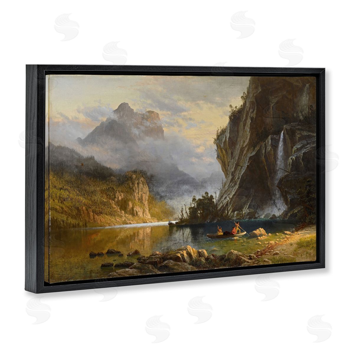 one1000paintings Classical Spear Fishing Black Floating Frame Canvas Wall Art Print