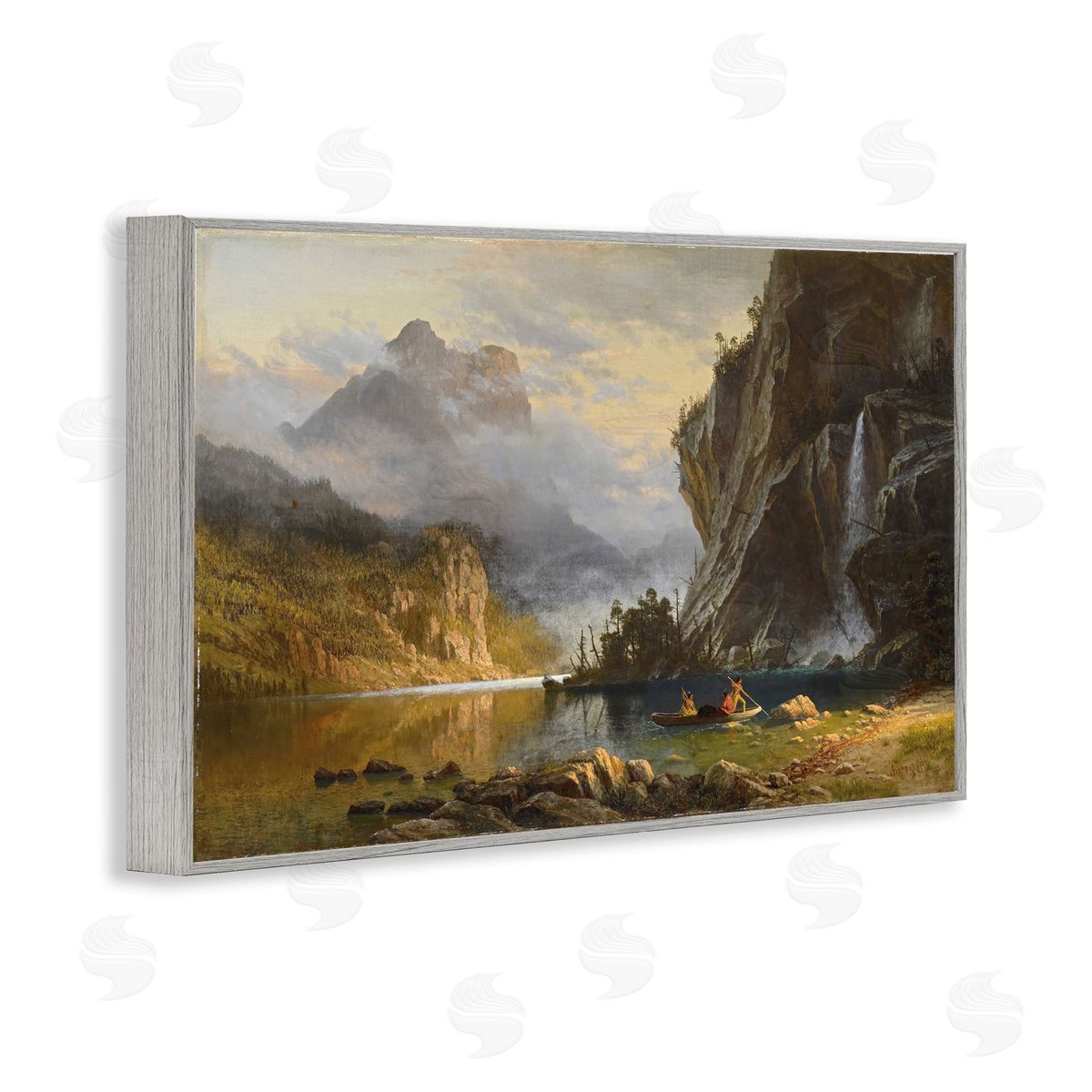 one1000paintings Classical Spear Fishing Gray Framed Giclee Wall Art Print