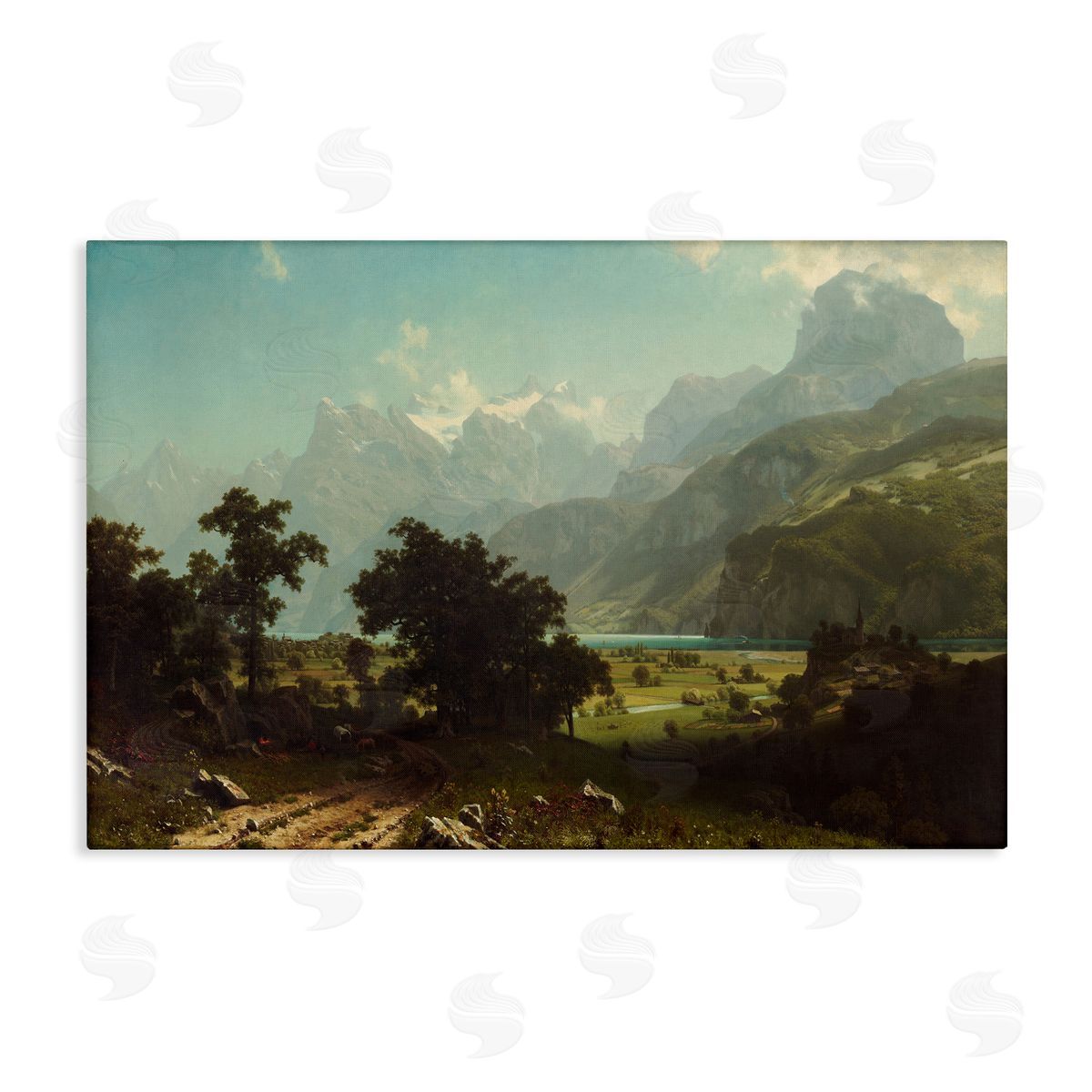 one1000paintings Classical Bierstadt Lake Lucerne Canvas Wall Art Print