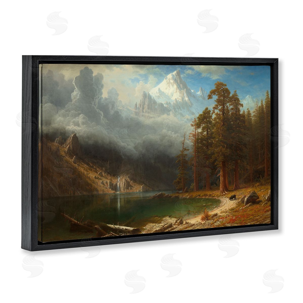 one1000paintings Classical Bierstadt Mount Corcoron Black Floating Frame Canvas Wall Art Print