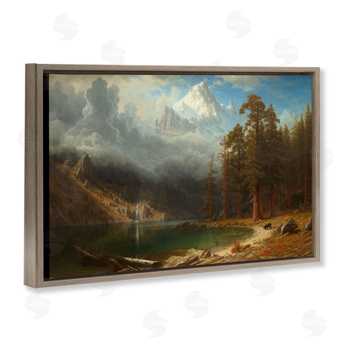 one1000paintings Classical Bierstadt Mount Corcoron Brown Floating Frame Canvas Wall Art Print