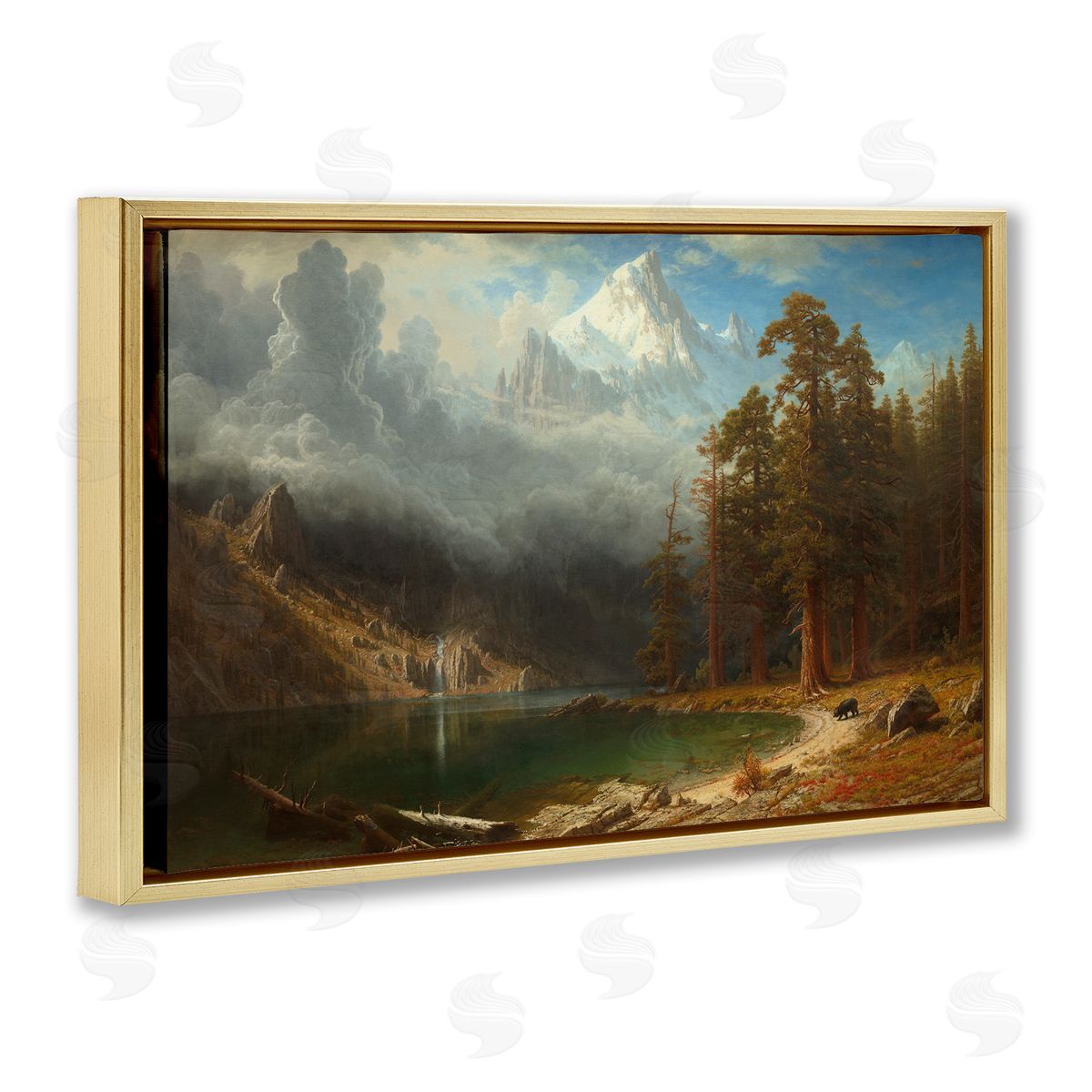 one1000paintings Classical Bierstadt Mount Corcoron Gold Floating Frame Canvas Wall Art Print