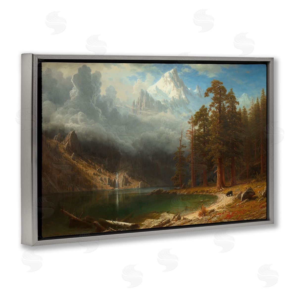 one1000paintings Classical Bierstadt Mount Corcoron Gray Floating Frame Canvas Wall Art Print