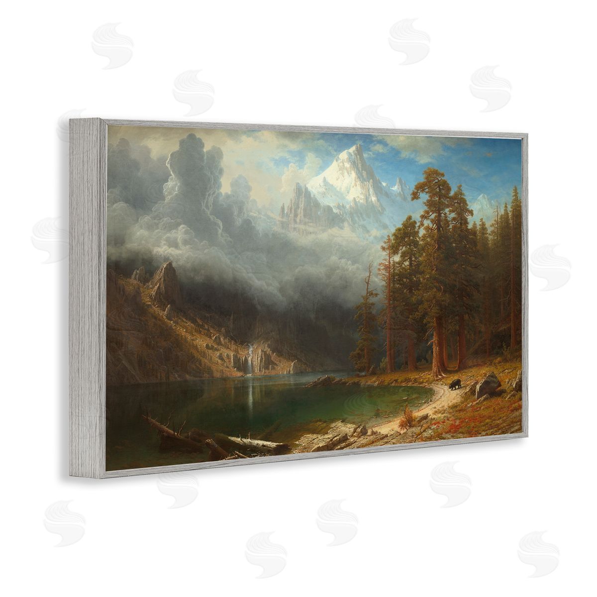 one1000paintings Classical Bierstadt Mount Corcoron Gray Framed Giclee Wall Art Print