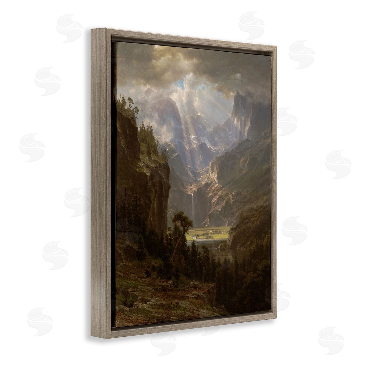 one1000paintings Classic Bierstadt Rocky Mountains Brown Floating Frame Canvas Wall Art Print