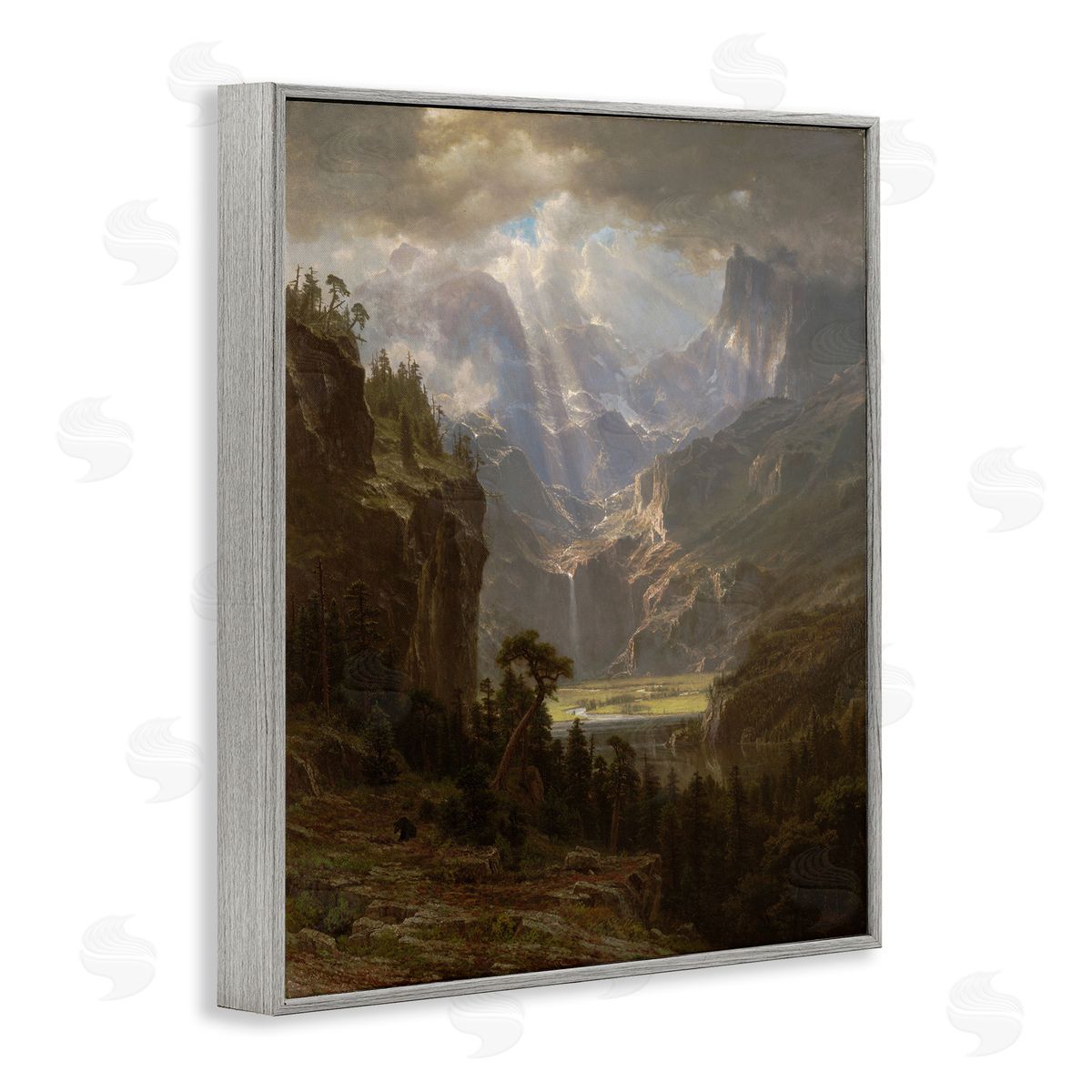 one1000paintings Classic Bierstadt Rocky Mountains Gray Framed Giclee Wall Art Print