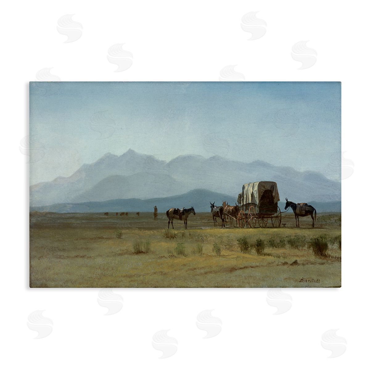 one1000paintings Classic Bierstadt Surveyor's Wagon Canvas Wall Art Print