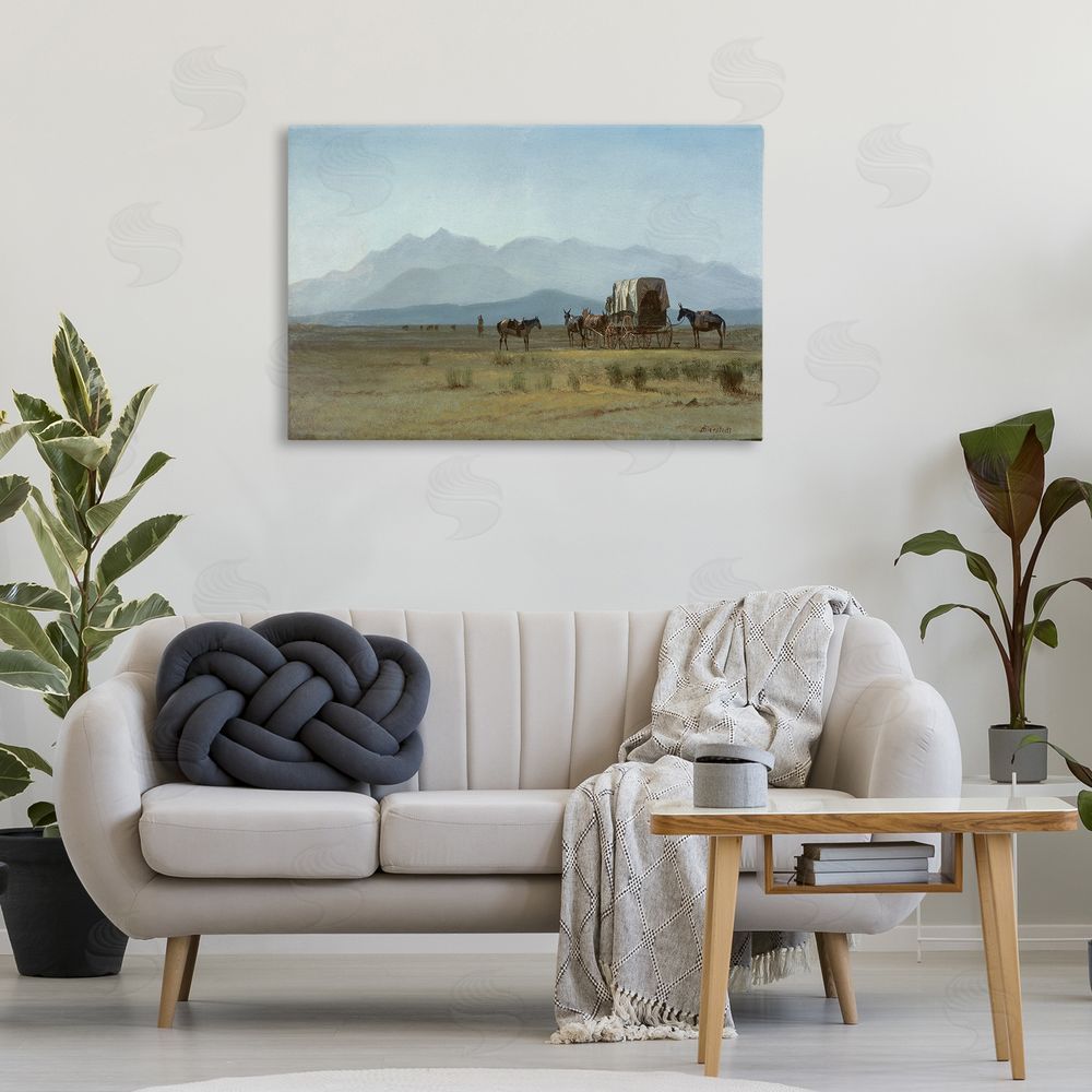 one1000paintings Classic Bierstadt Surveyor's Wagon Canvas Wall Art Print in Room