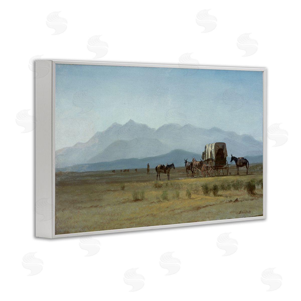 one1000paintings Classic Bierstadt Surveyor's Wagon White Framed Giclee Wall Art Print