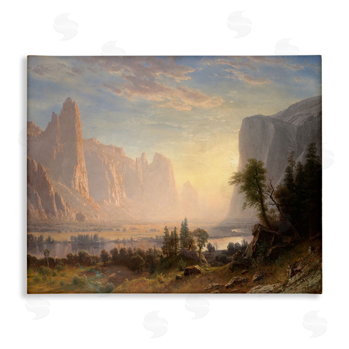 one1000paintings Classic Bierstadt Valley of Yosemite Canvas Wall Art Print