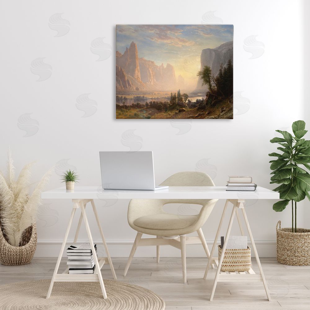 one1000paintings Classic Bierstadt Valley of Yosemite Canvas Wall Art Print in Room