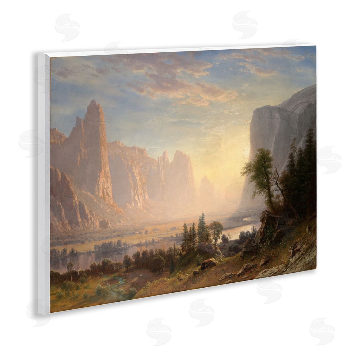 one1000paintings Classic Bierstadt Valley of Yosemite Wooden Wall Plaque Art Print