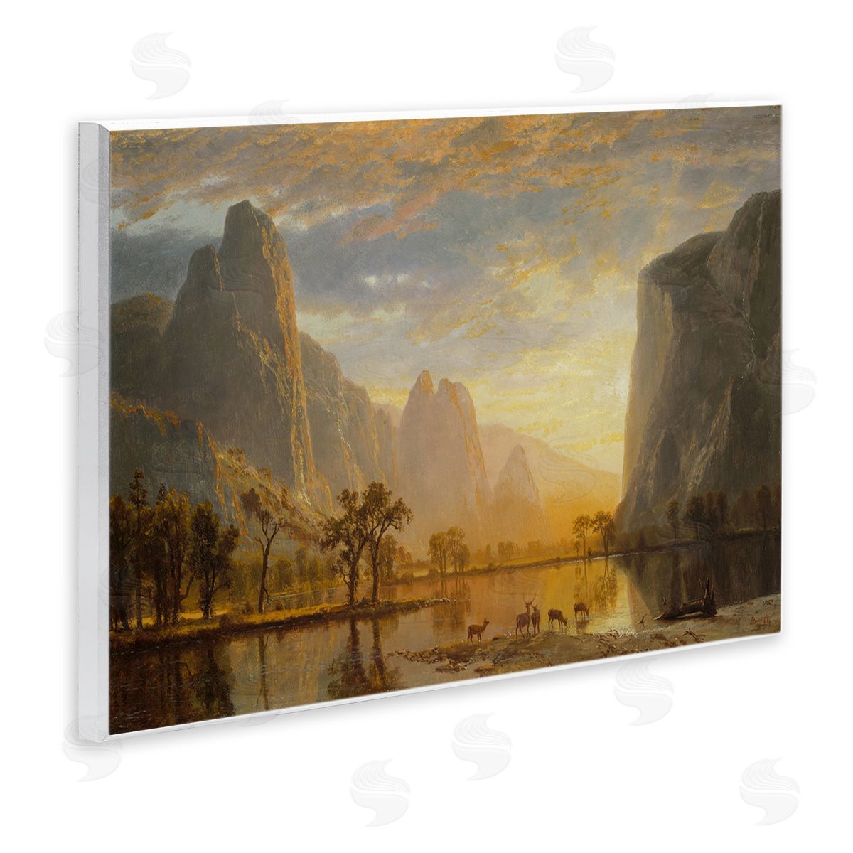 one1000paintings Classic Bierstadt Yosemite Landscape Wooden Wall Plaque Art Print