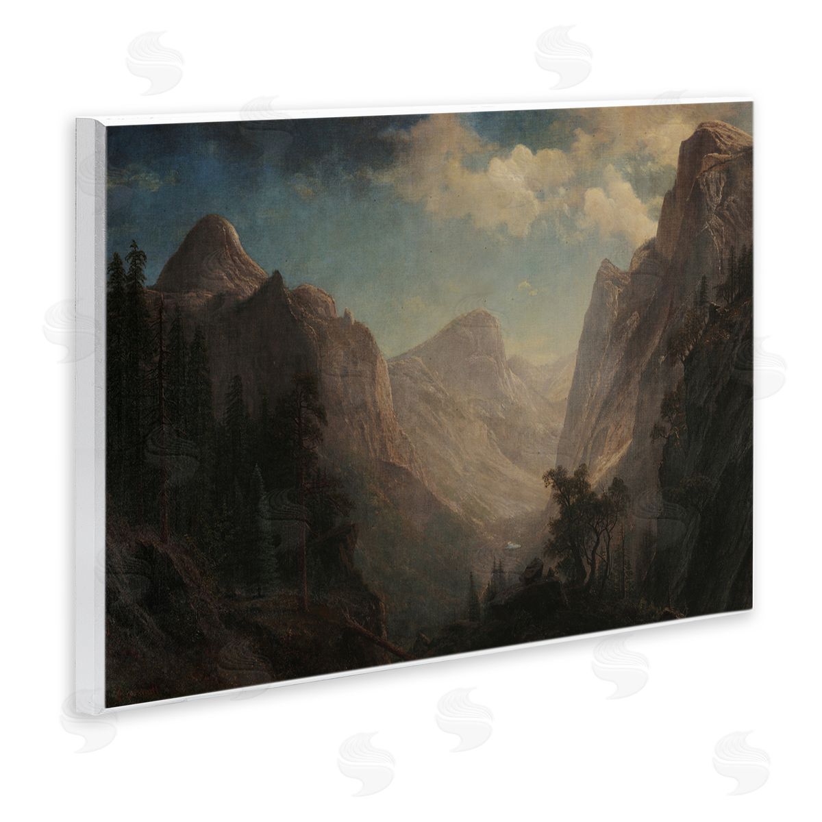 one1000paintings Classic Bierstadt Valley Landscape Wooden Wall Plaque Art Print