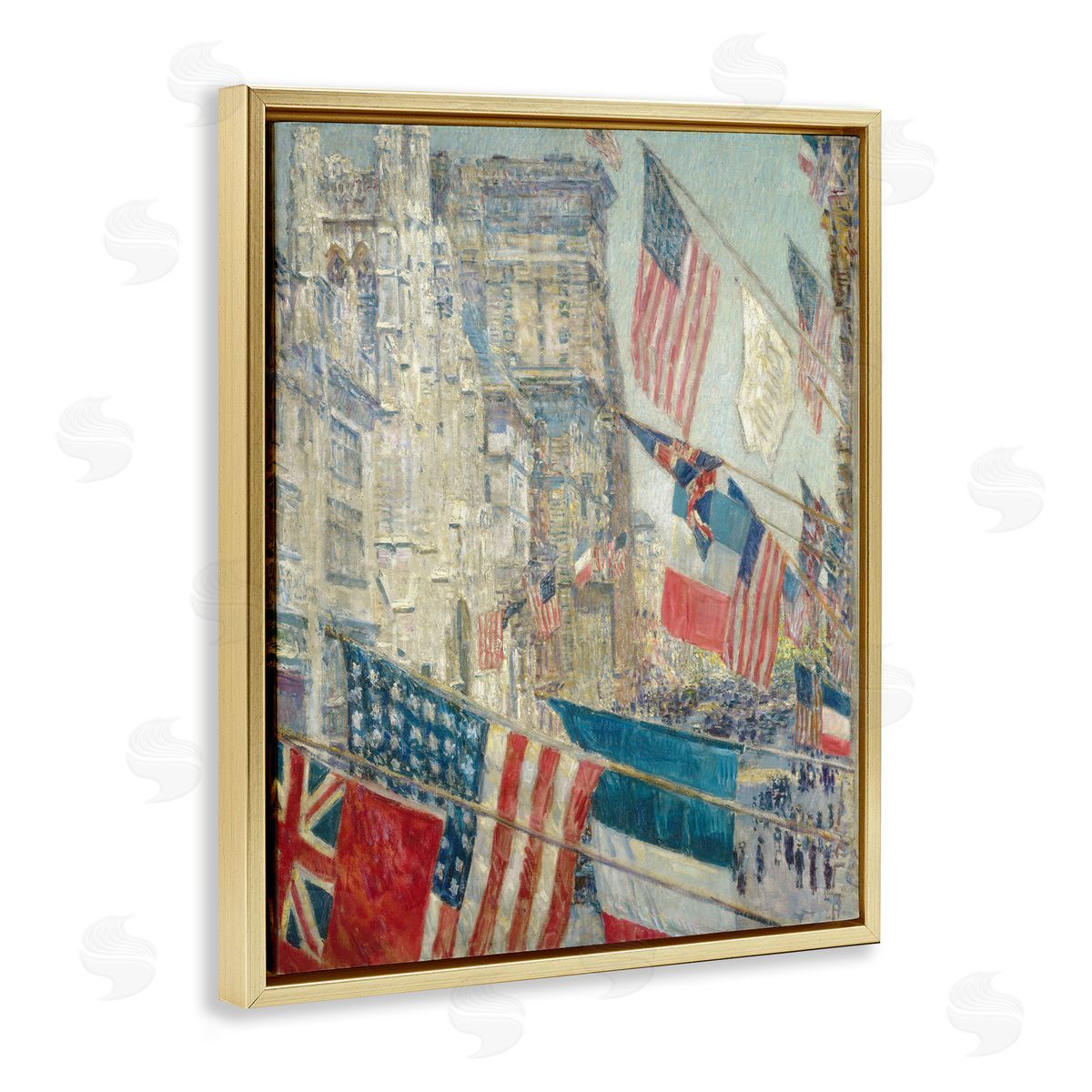 one1000paintings Classic Americana Flags Gold Floating Frame Canvas Wall Art Print